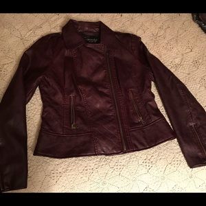 Deep Maroon Faux Leather Motorcycle jacket
